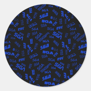Sticker Rond Monogramme   Bleu et noir