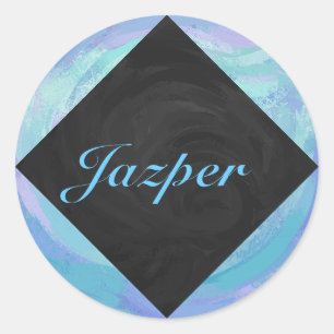 Sticker Rond Monogramme bleu glacier
