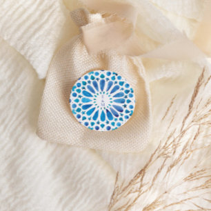 Sticker Rond Monogramme bleu méditerranéen