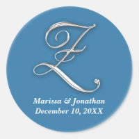 Monogramme bleu Z initial nom personnalisé faveur