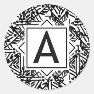 Sticker Rond Monogramme Boho 'A'