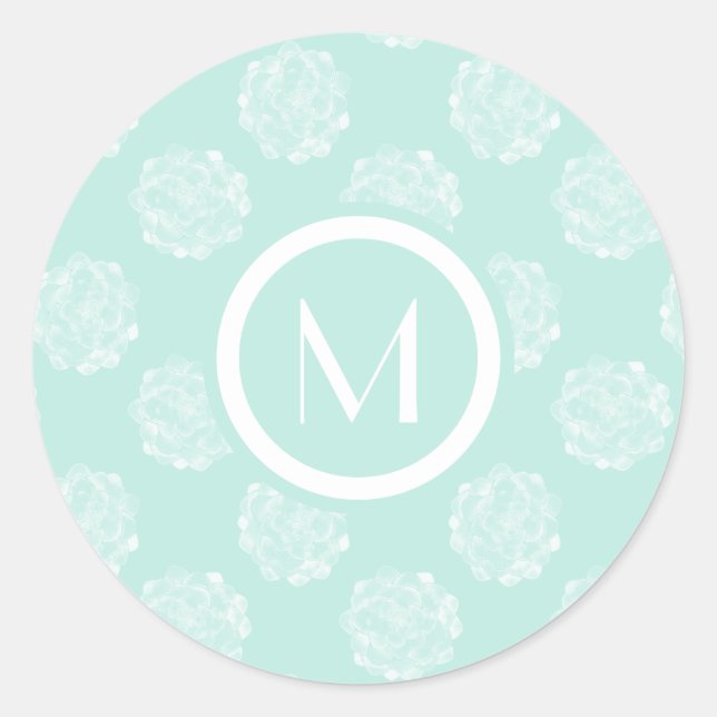 Sticker Rond Monogramme | Bonheur des Plantes | Pastel Succulen (Devant)