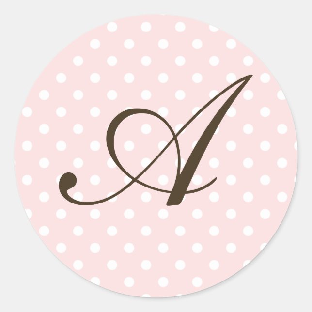 Sticker Rond Monogramme Brown A Sur Polka Dot Favoriser les Éti (Devant)