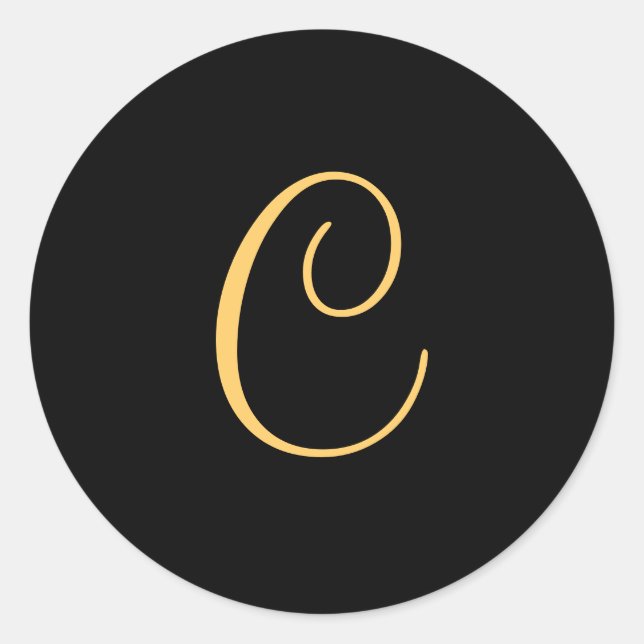 Sticker Rond Monogramme C, script C initial de couleur or (Devant)