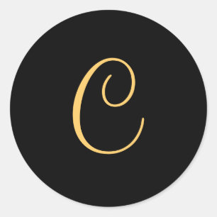 Sticker Rond Monogramme C, script C initial de couleur or