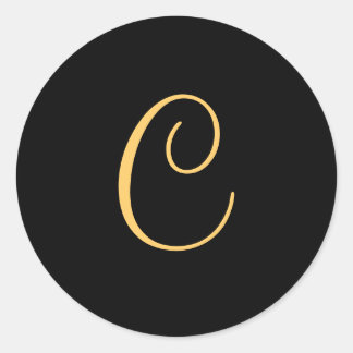 Sticker Rond Monogramme C, script C initial de couleur or