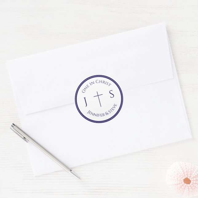 Sticker Rond Monogramme catholique intemporel (Enveloppe)