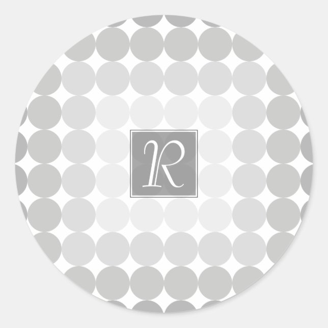Sticker Rond Monogramme Cercles Gris Moderne (Devant)