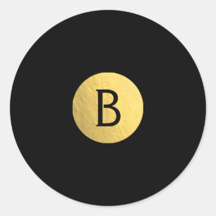 Sticker Rond Monogramme chic moderne en feuille d'or (toutes co