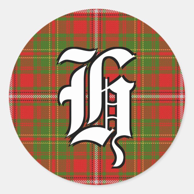 Sticker Rond Monogramme classique Clan Hay Tartan (Devant)