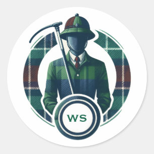 Sticker Rond Monogramme classique de charme Preppy