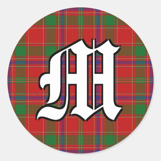 Sticker Rond Monogramme classique du clan Munro Tartan (Devant)