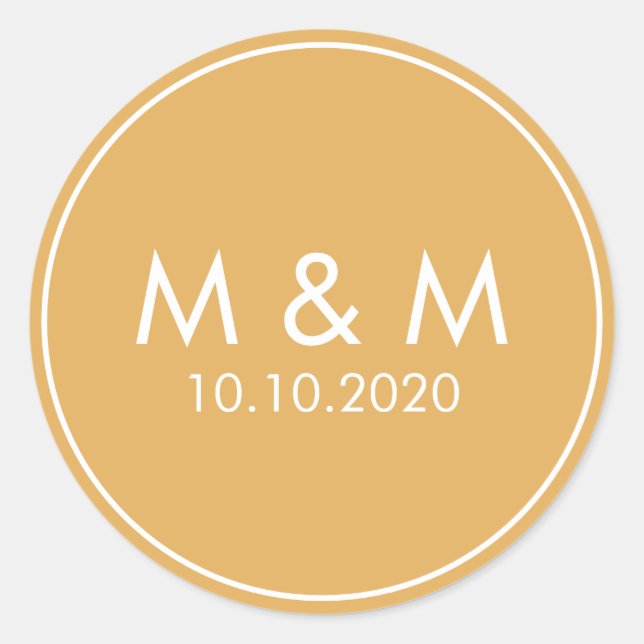Sticker Rond Monogramme classique Mariage orange jaune (Devant)