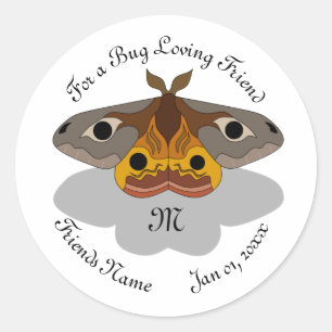 Sticker Rond Monogramme coloré Empereur Moth