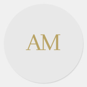 Sticker Rond Monogramme couleur or Initiales Calligraphie Pro