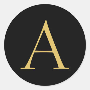 Sticker Rond Monogramme couleur or noir professionnel