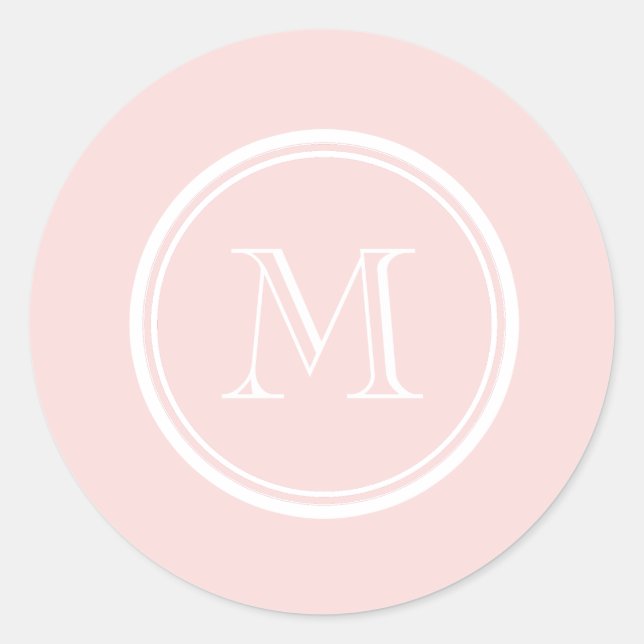 Sticker Rond Monogramme couleur rose pâle haut de gamme (Devant)