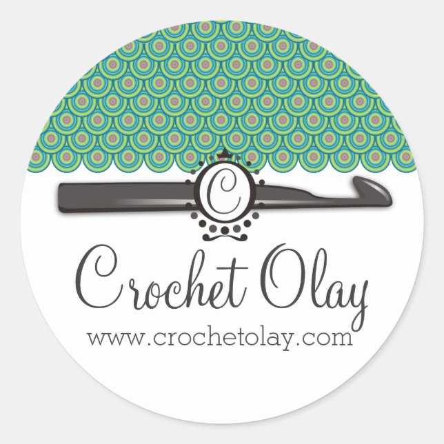 Sticker Rond Monogramme crochet de crochet de dragon échelles (Devant)