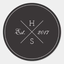 Sticker rond Monogramme croisé