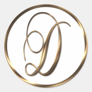 Sticker Rond Monogramme D Faux Bronze