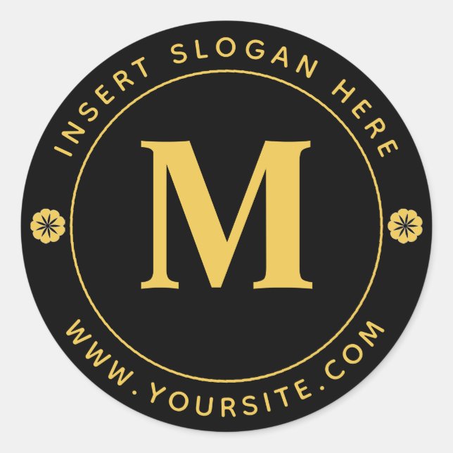 Sticker Rond Monogramme d'affaires personnalisé Noir (Devant)