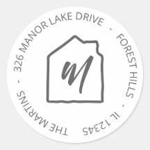 Monogramme dans une adresse de maison minimaliste