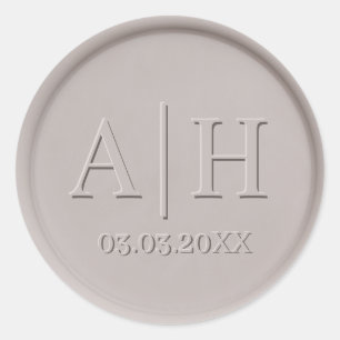 Sticker Rond Monogramme Date Argile Stick de cire Sceau