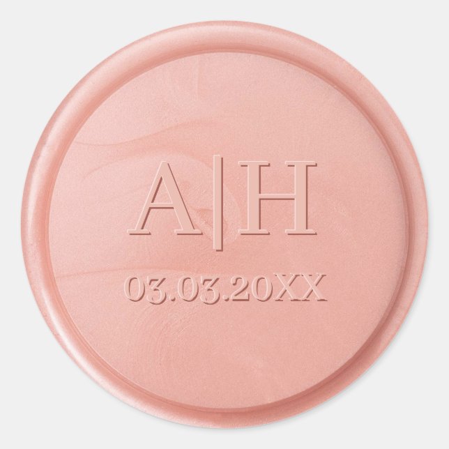 Sticker Rond Monogramme Date Stick Rose de cire (Devant)