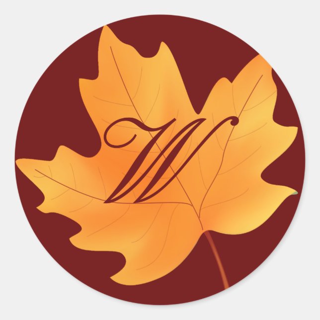 Sticker Rond Monogramme d'automne (Devant)