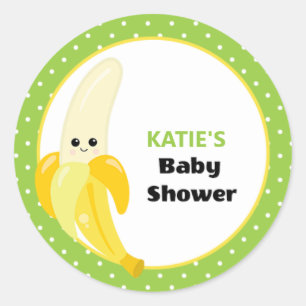 Sticker Rond Monogramme de Baby shower de banane joyeux