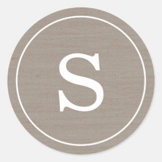 Sticker Rond Monogramme de Burlap
