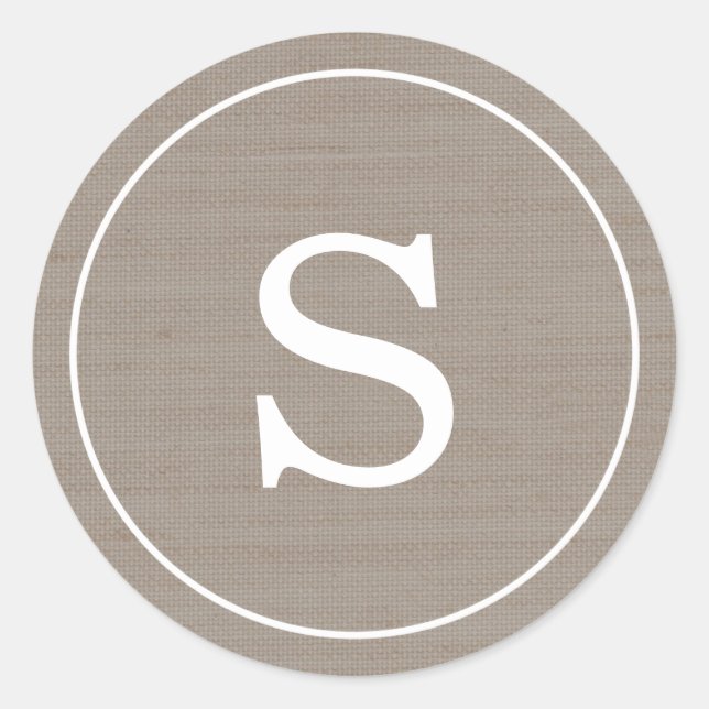 Sticker Rond Monogramme de Burlap (Devant)