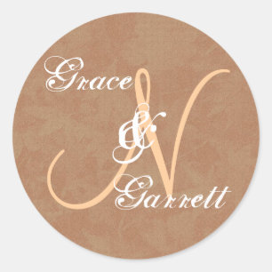Sticker Rond Monogramme de café et de tang N ou tout V6 initial