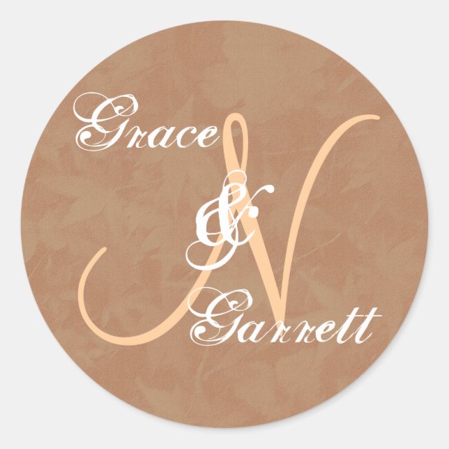 Sticker Rond Monogramme de café et de tang N ou tout V6 initial (Devant)