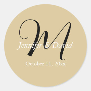 Sticker Rond Monogramme de calligraphie attrayante pour mariage