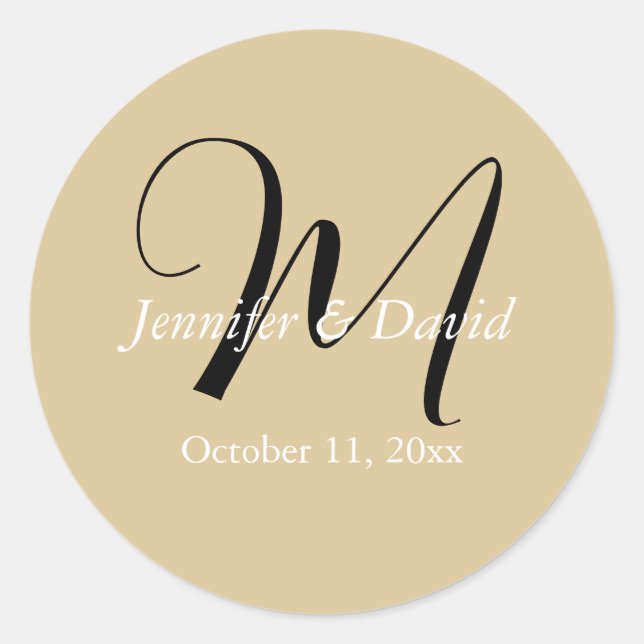 Sticker Rond Monogramme de calligraphie attrayante pour mariage (Devant)