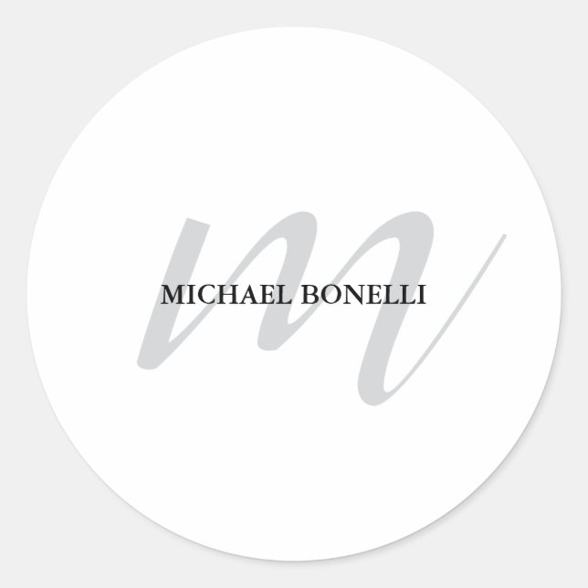 Sticker Rond Monogramme de calligraphie classique professionnel (Devant)