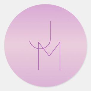 Sticker Rond Monogramme de chevauchement unique   Lavande douce