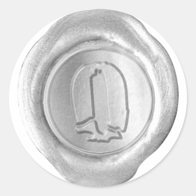 Sticker Rond Monogramme de cire - Argent - Boulder O - (Devant)