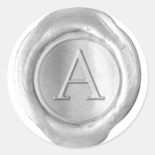 Sticker Rond Monogramme de cire - Argent - Serif A -