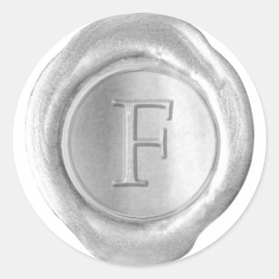 Sticker Rond Monogramme de cire - Argent - Serif F -
