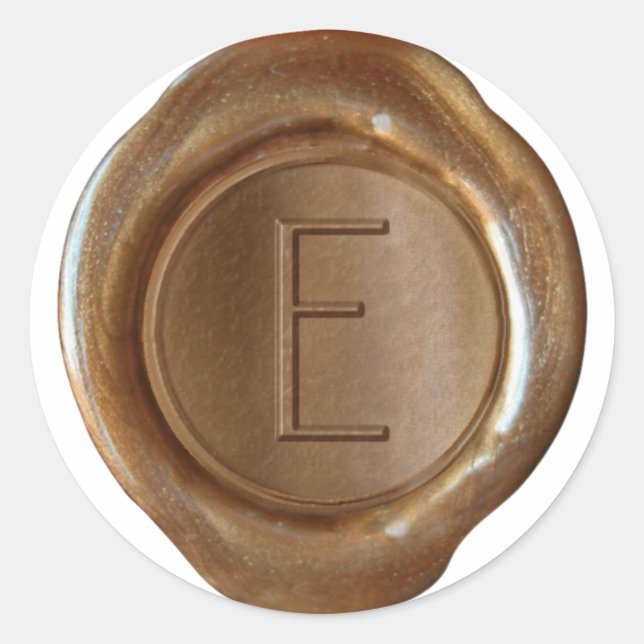 Sticker Rond Monogramme de cire - Cuivre - ModernSlim E - (Devant)