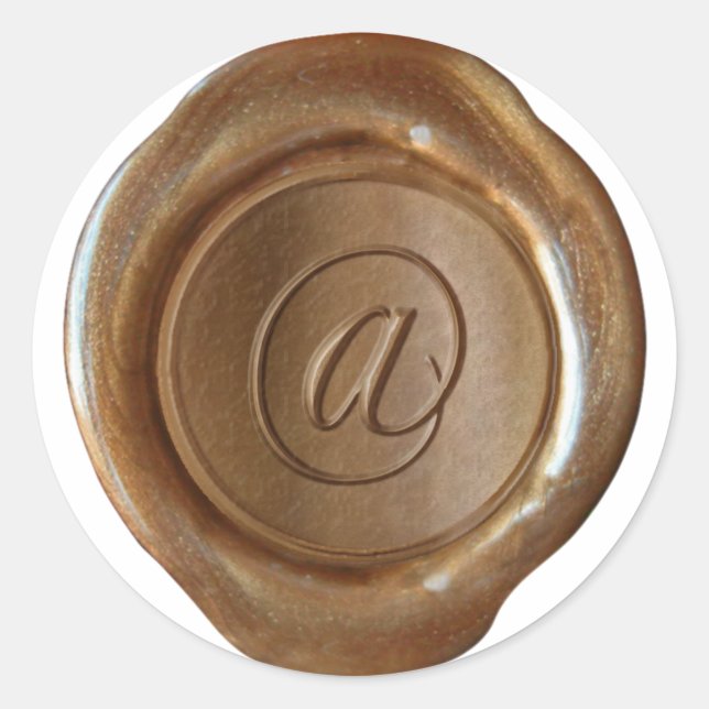 Sticker Rond Monogramme de cire - Cuivre - Script @ - (Devant)