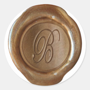 Sticker Rond Monogramme de cire - Cuivre - Script B -