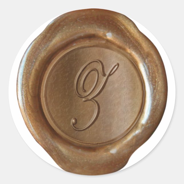 Sticker Rond Monogramme de cire - Cuivre - Script Z - (Devant)