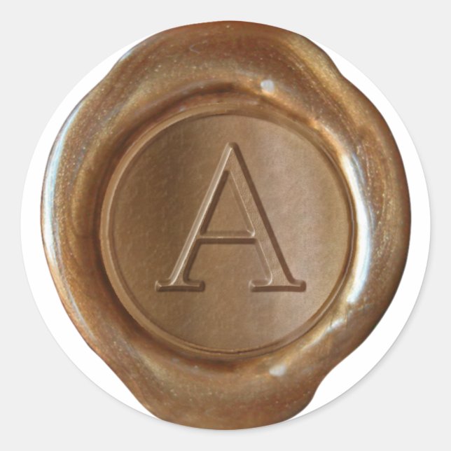 Sticker Rond Monogramme de cire - Cuivre - Serif A - (Devant)