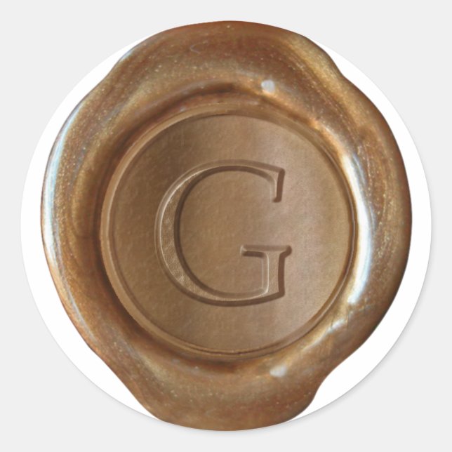 Sticker Rond Monogramme de cire - Cuivre - Serif G - (Devant)