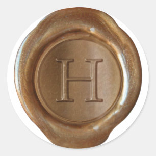 Sticker Rond Monogramme de cire - Cuivre - Serif H -