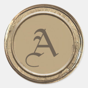 Sticker Rond Monogramme de cire d'or