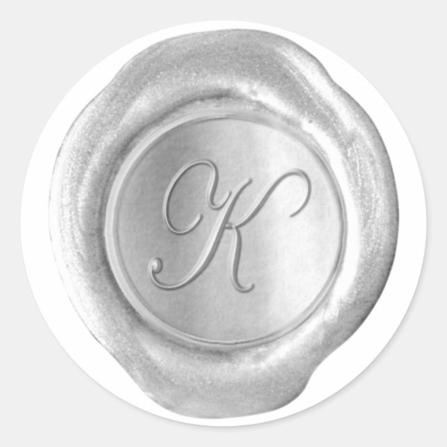 Sticker Rond Monogramme de cire - Juah Silver - K - (Devant)